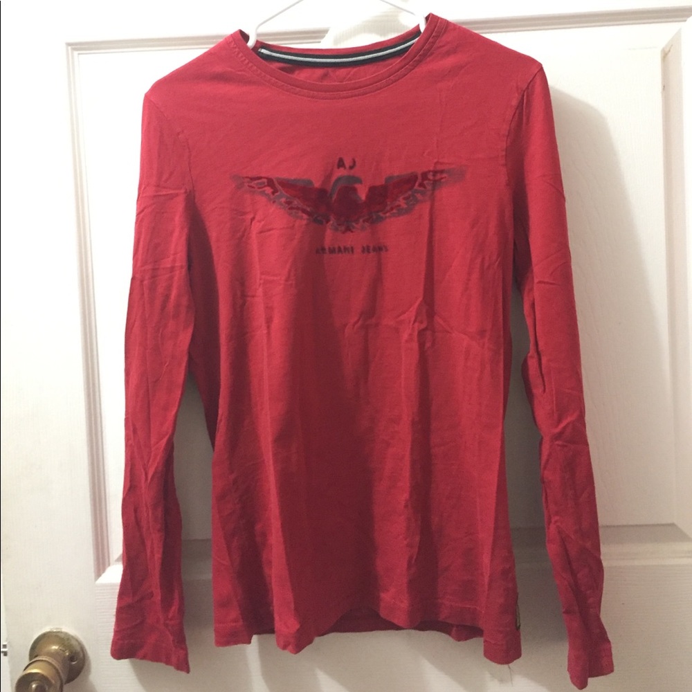 Armani Red Long Sleeve Shirt
