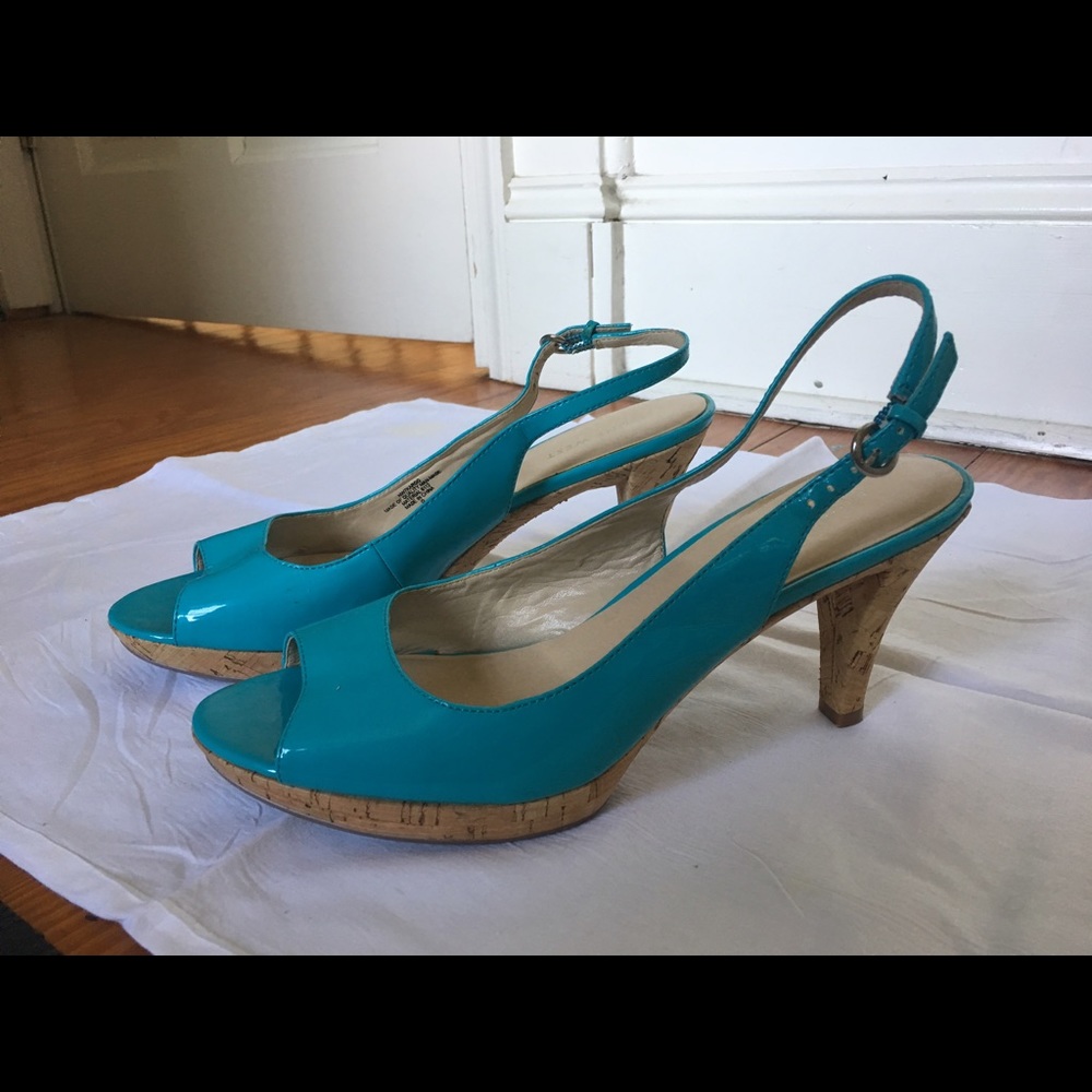 Turquoise and cork heels