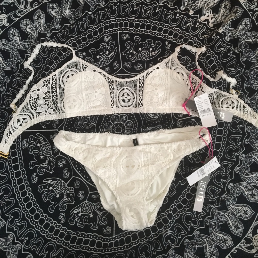 Pacsun L.a. hearts white lace bikini