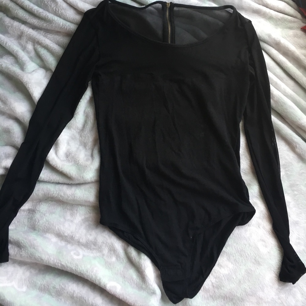 *SOLD ON MERC* Long sleeve half mesh bodysuit