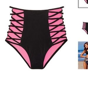 High waist PINK bikini bottoms