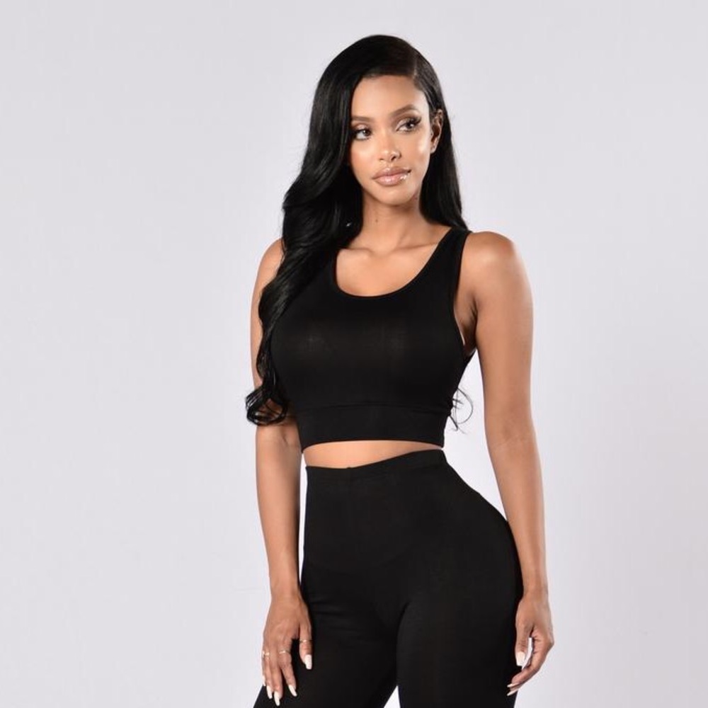 Black "Keep It On The Low" Bell Bottom Set