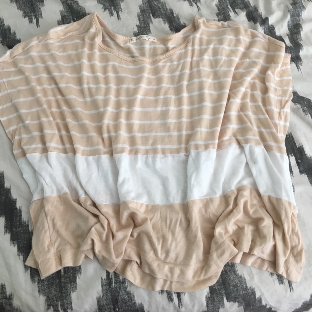 Soft Joie peach and white striped Tee
