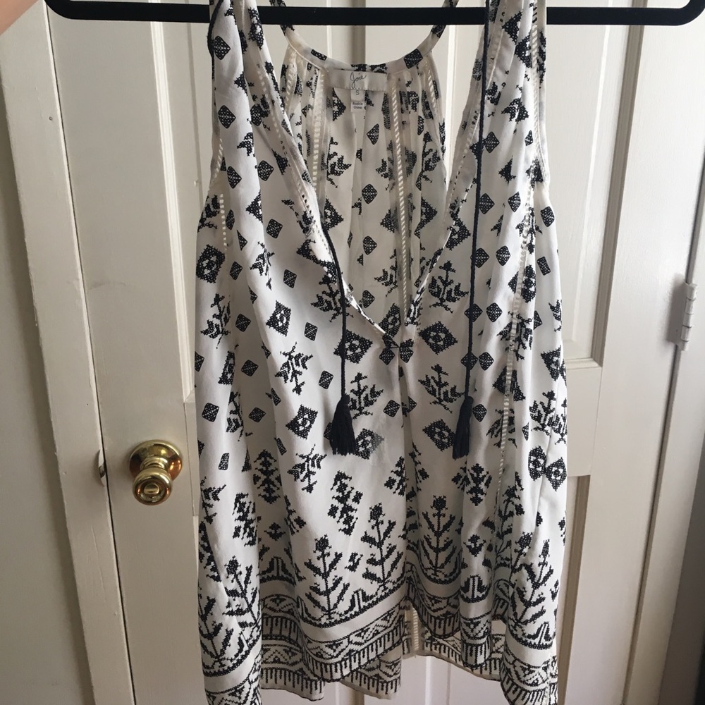 Joie black and white silk tank