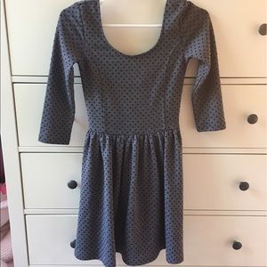 Grey dress w/ black velvet polkadots