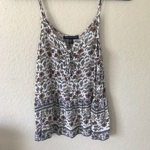 Lace up floral peplum tank