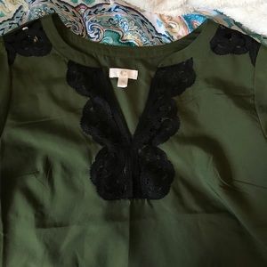 Medium olive green embroidered dress