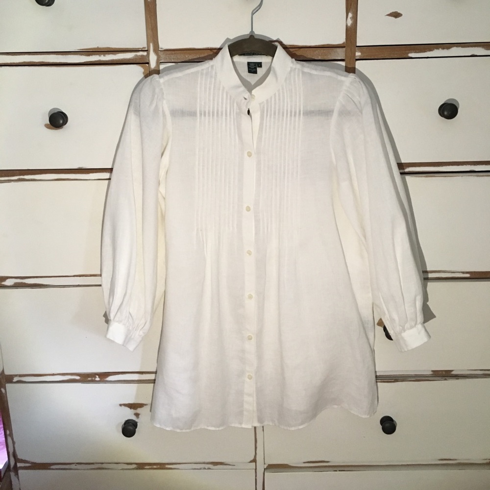 PALPH LAUREN 100% LINEN TUNIC TOP SZ S DRYCLEANED