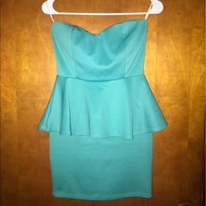Teal peplum dress