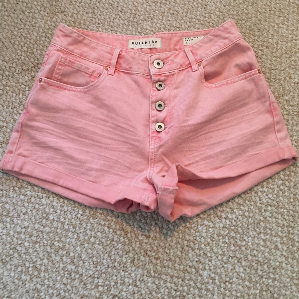 High waisted light pink shorts