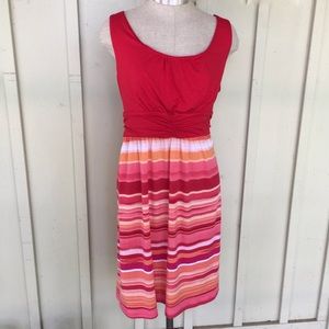 Brand-new red colorful rainbow summer midi dress