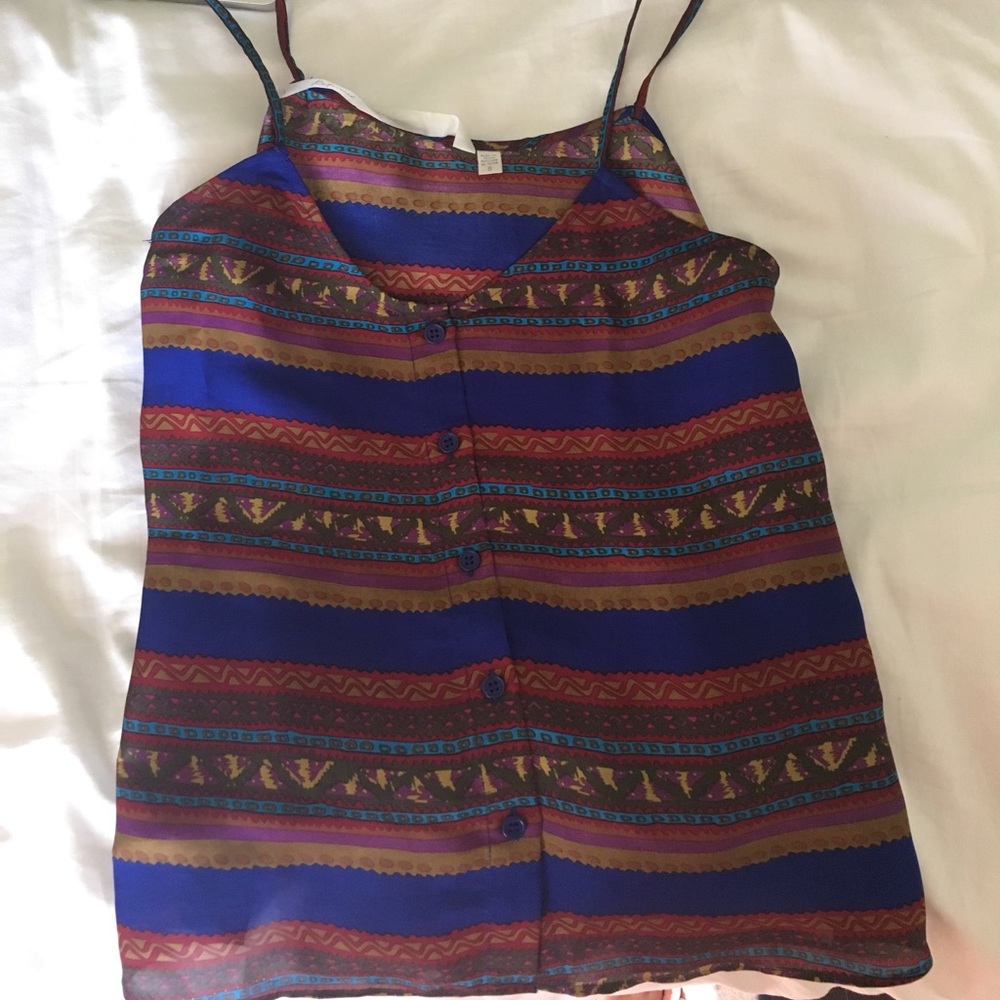 Multi color spaghetti strap top