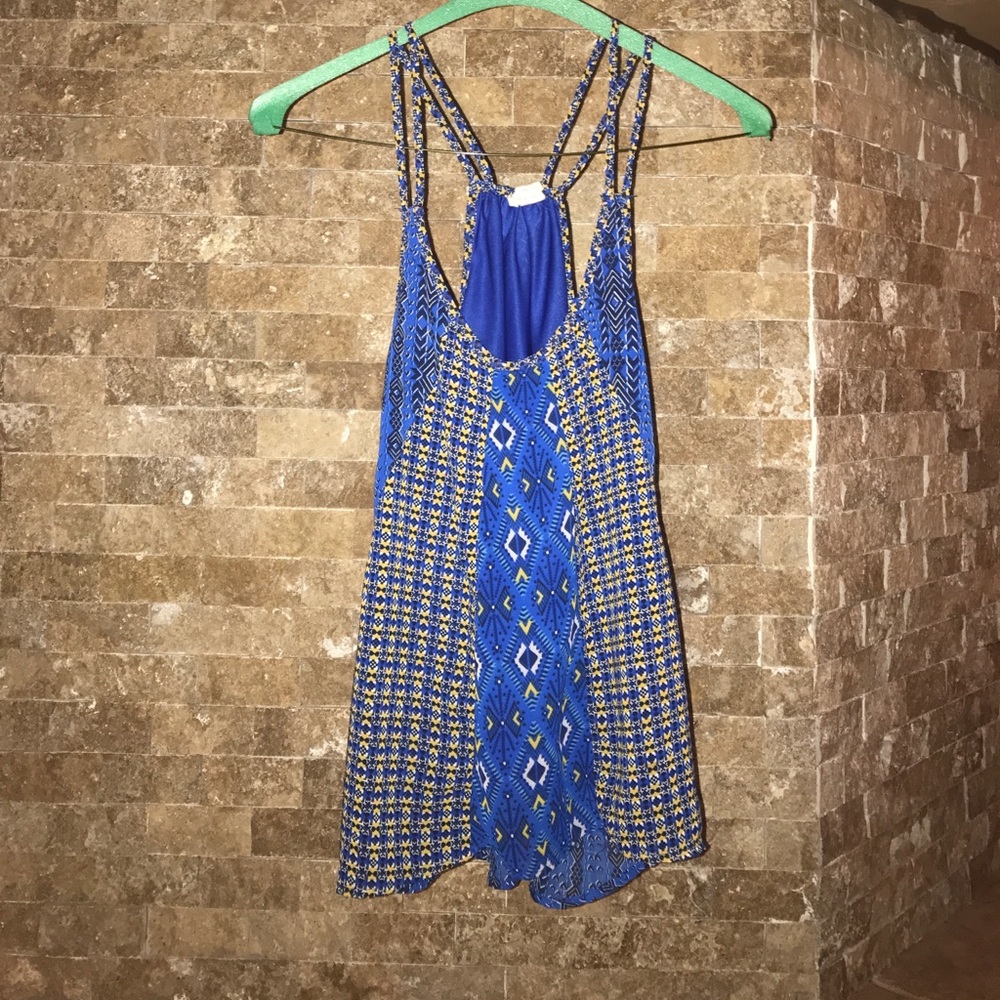 Blue/black/yellow top