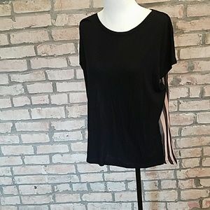 Philosophy black top with striped back