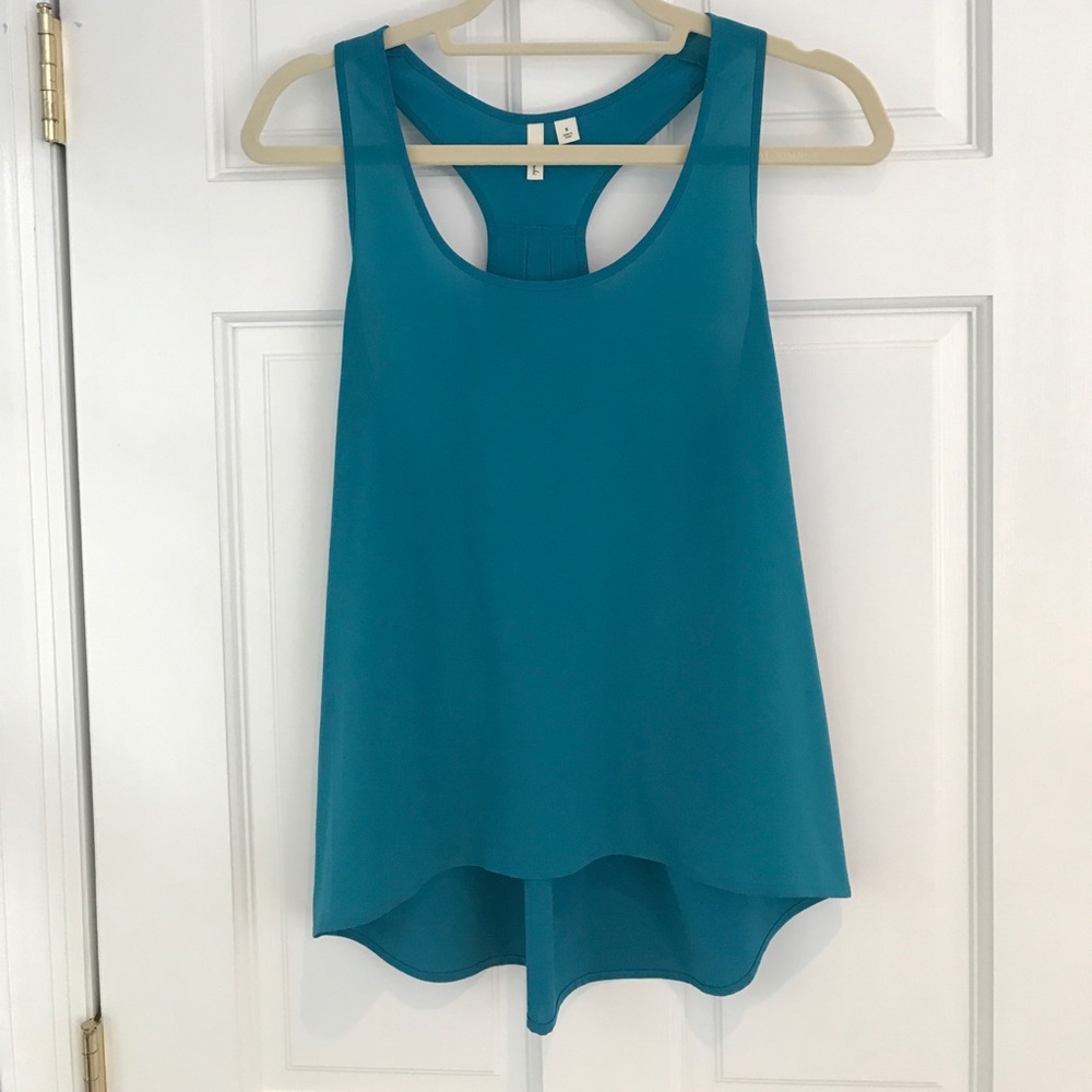 Frenchi tank top, turquoise, detailed racerback