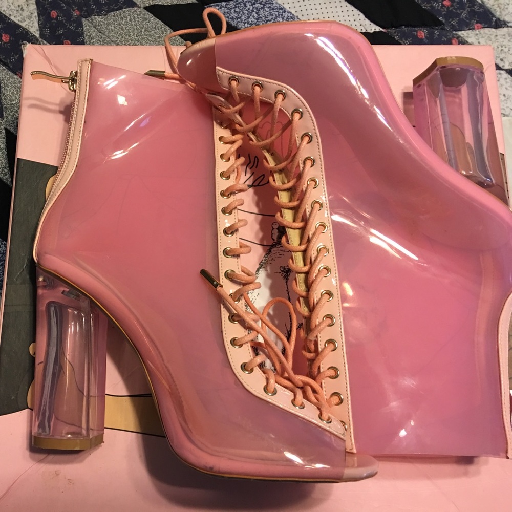 "Pink Panther"  Lace up Perplex Booties