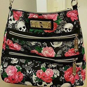 Betsey Johnson crossbody purse skulls and lace