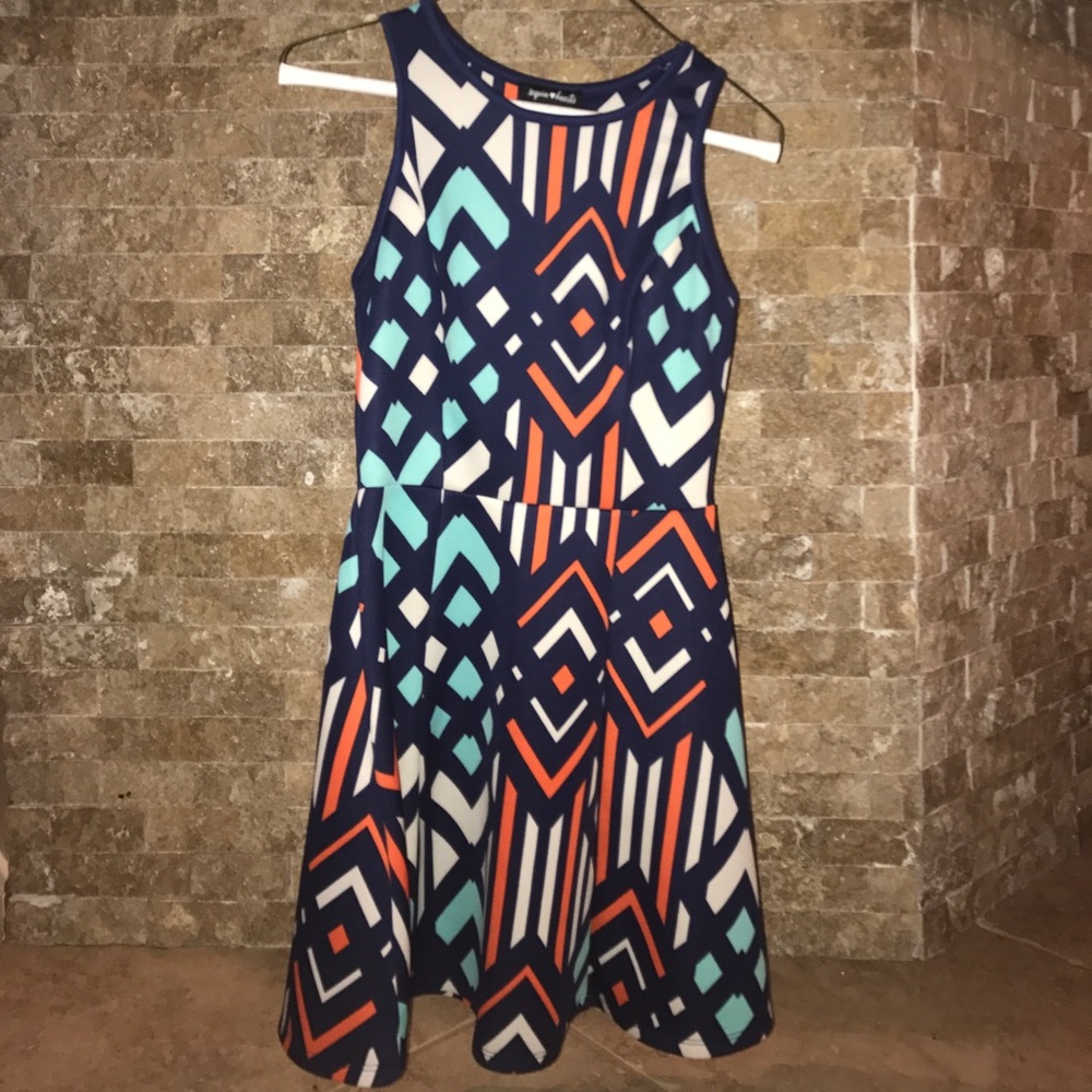 Blue/navy/white/orange dress