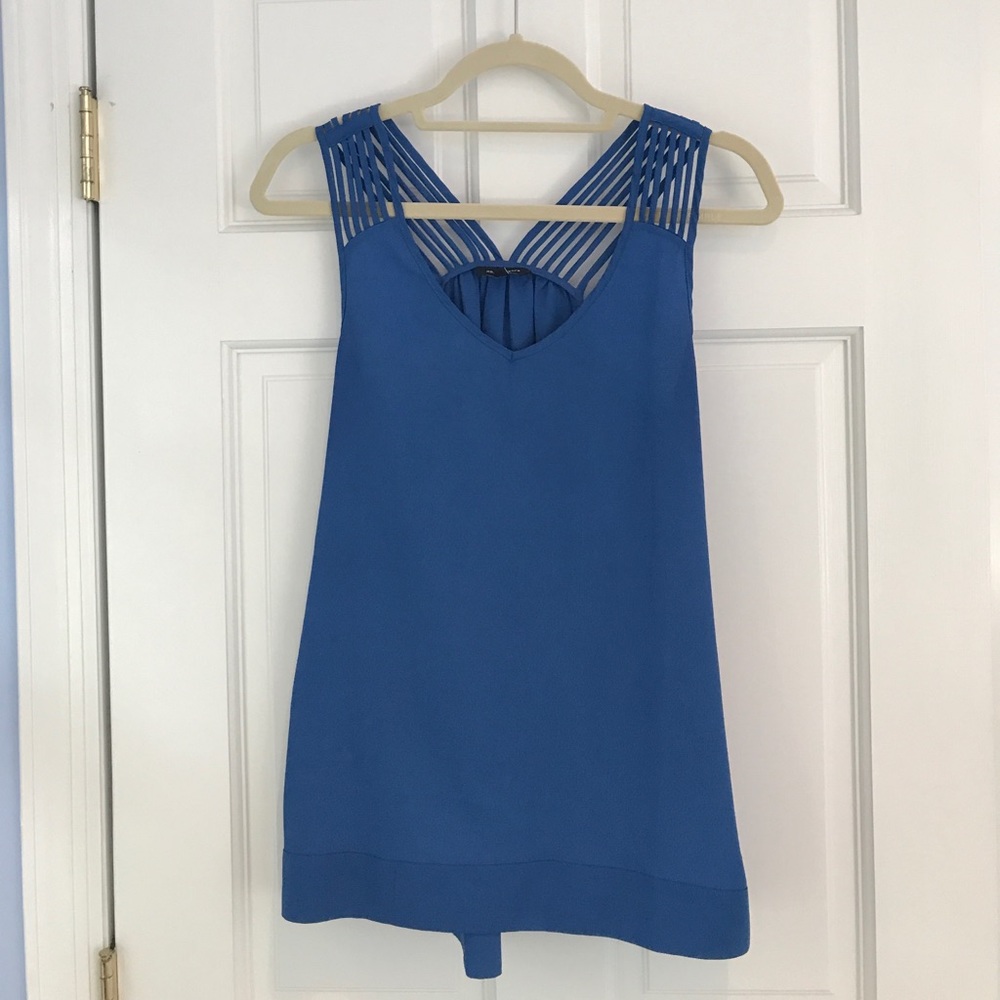 Naked Zebra strappy royal blue tank top