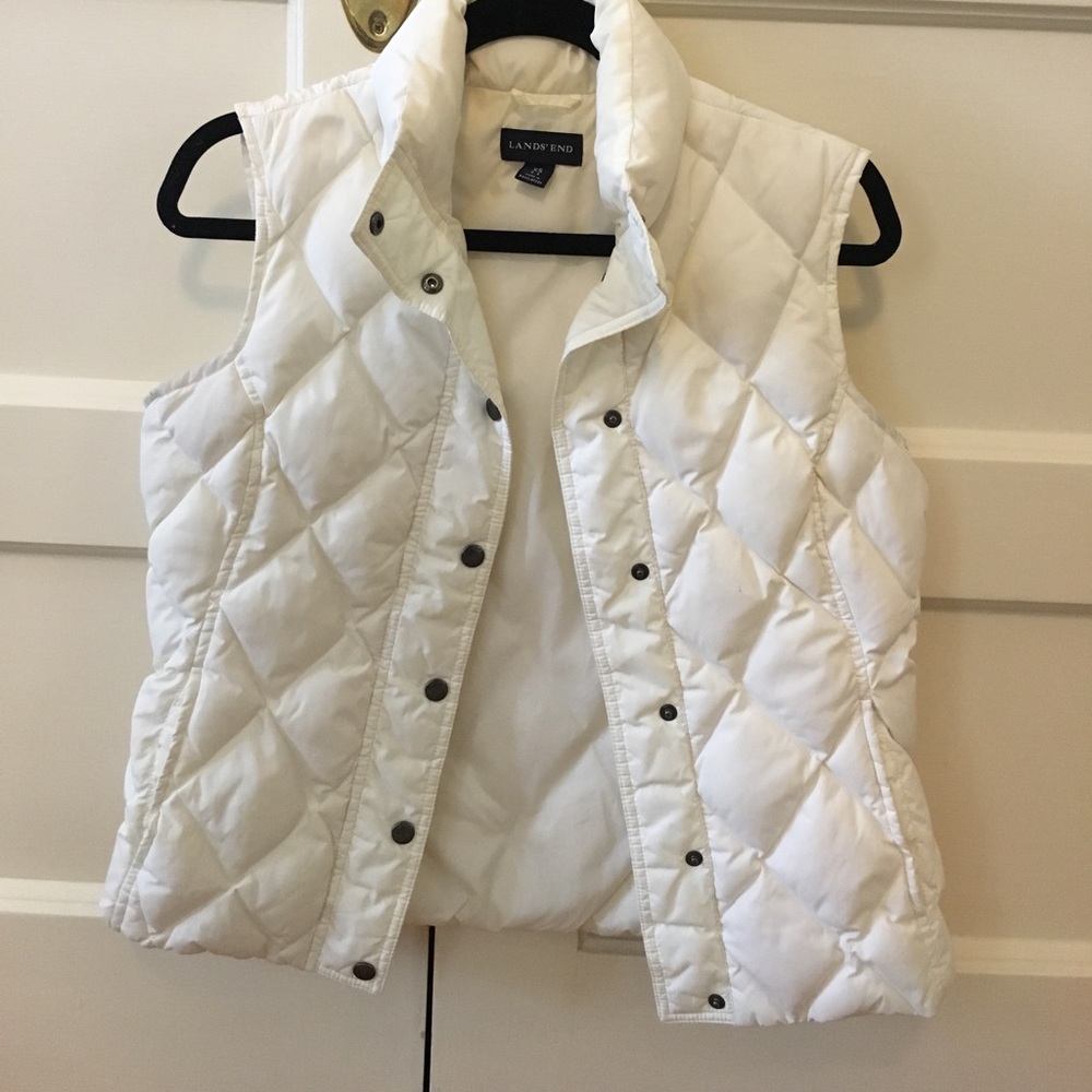 Lands' End White Down Vest