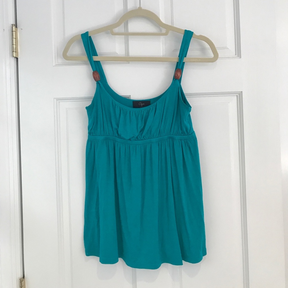 Aqua tank top, real with wooden accents