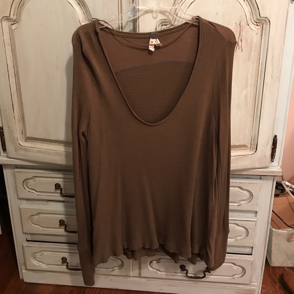 Free people army green knit shirt size M