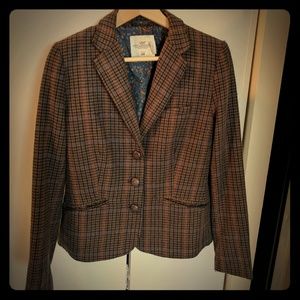 H&M plaid blazer with elbow patches