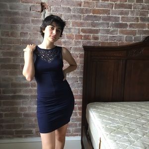 Staring at Stars Navy Blue Stretchy Dress