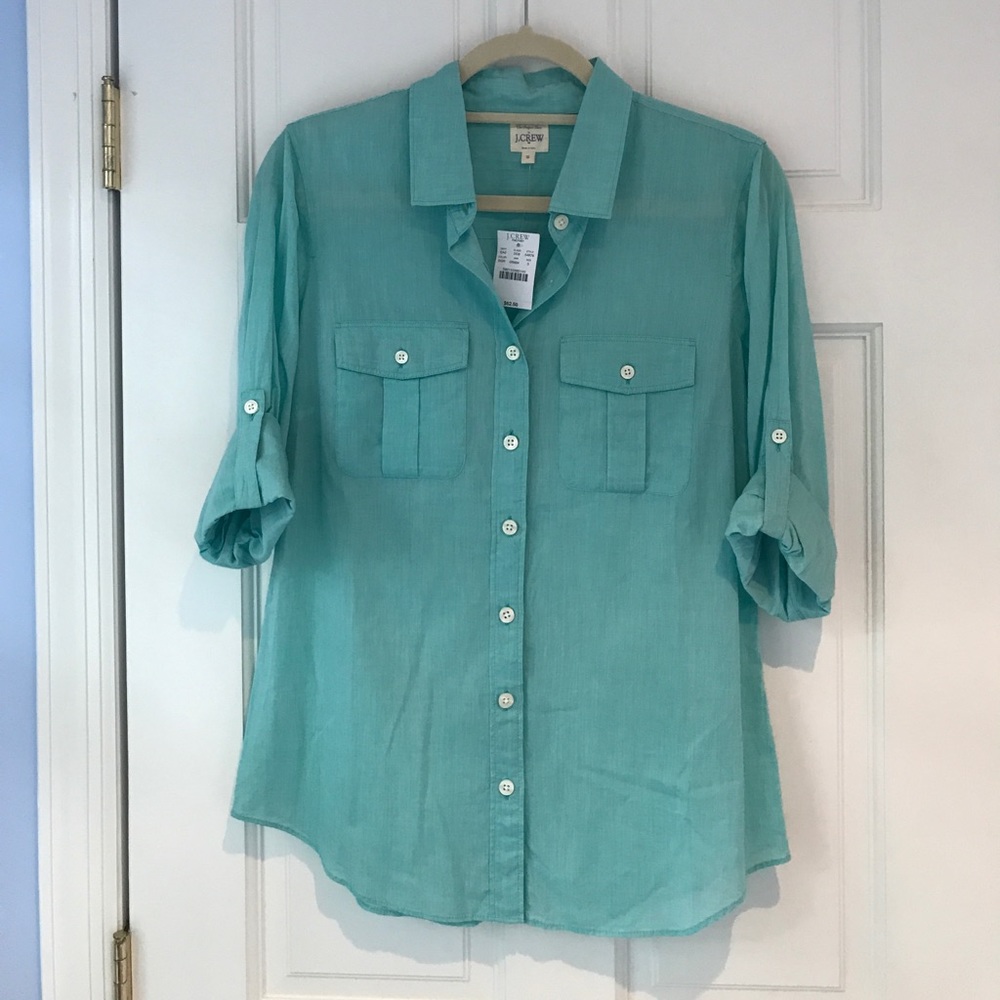 J. Crew Factory Perfect Shirt, aqua