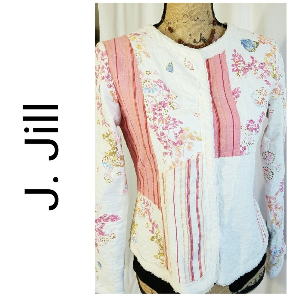 J. Jill Floral & Butterfly Quilted Blazer Jacket
