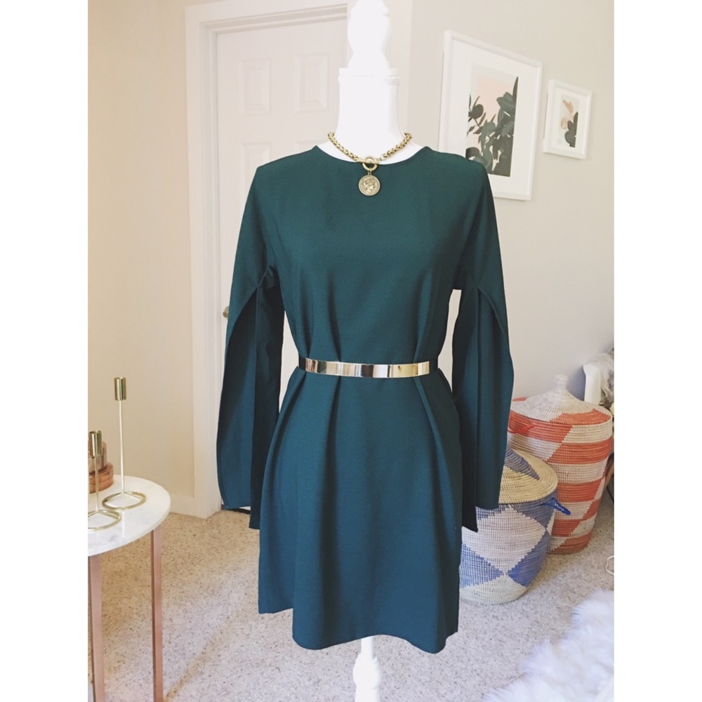 NWT Mod Emerald Green Shift Split-Sleeve Dress