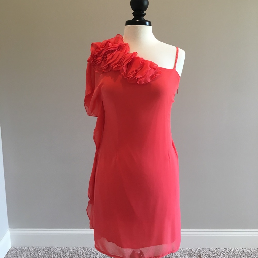 Coral chiffon dress
