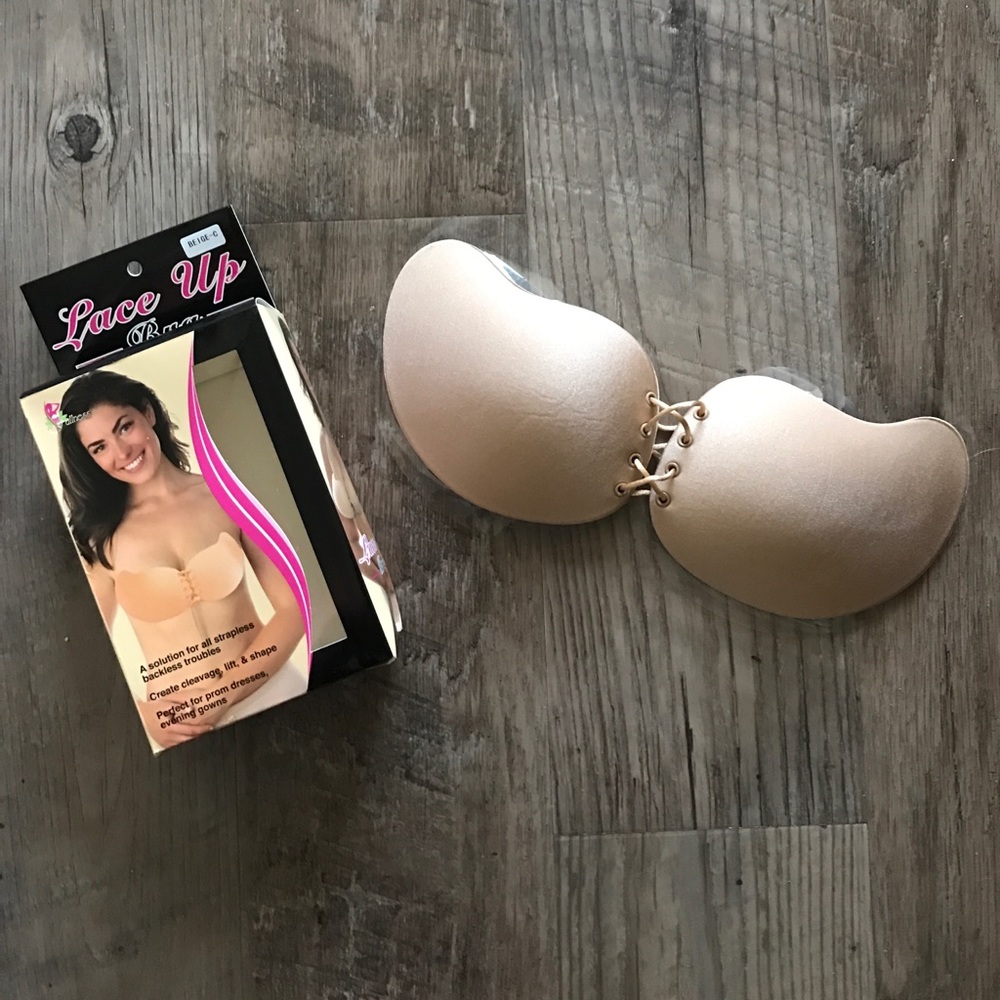 Lace Up Self Stick Strapless Bra