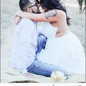 Long white open back dress