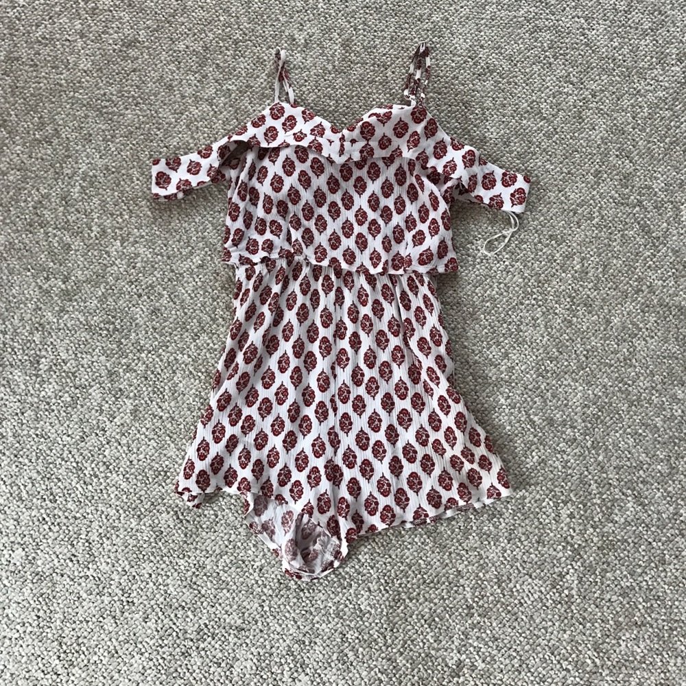 LF red and white off the shoulder romper