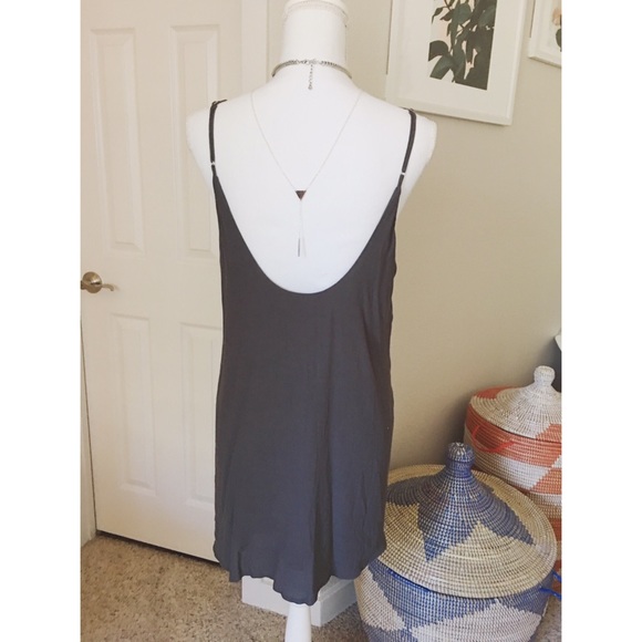 Strappy Gray Babydoll Shift Dress with Zippers - Picture 2 of 2