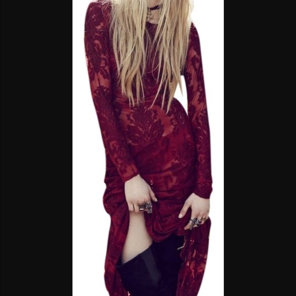 For love and lemons red long dress.