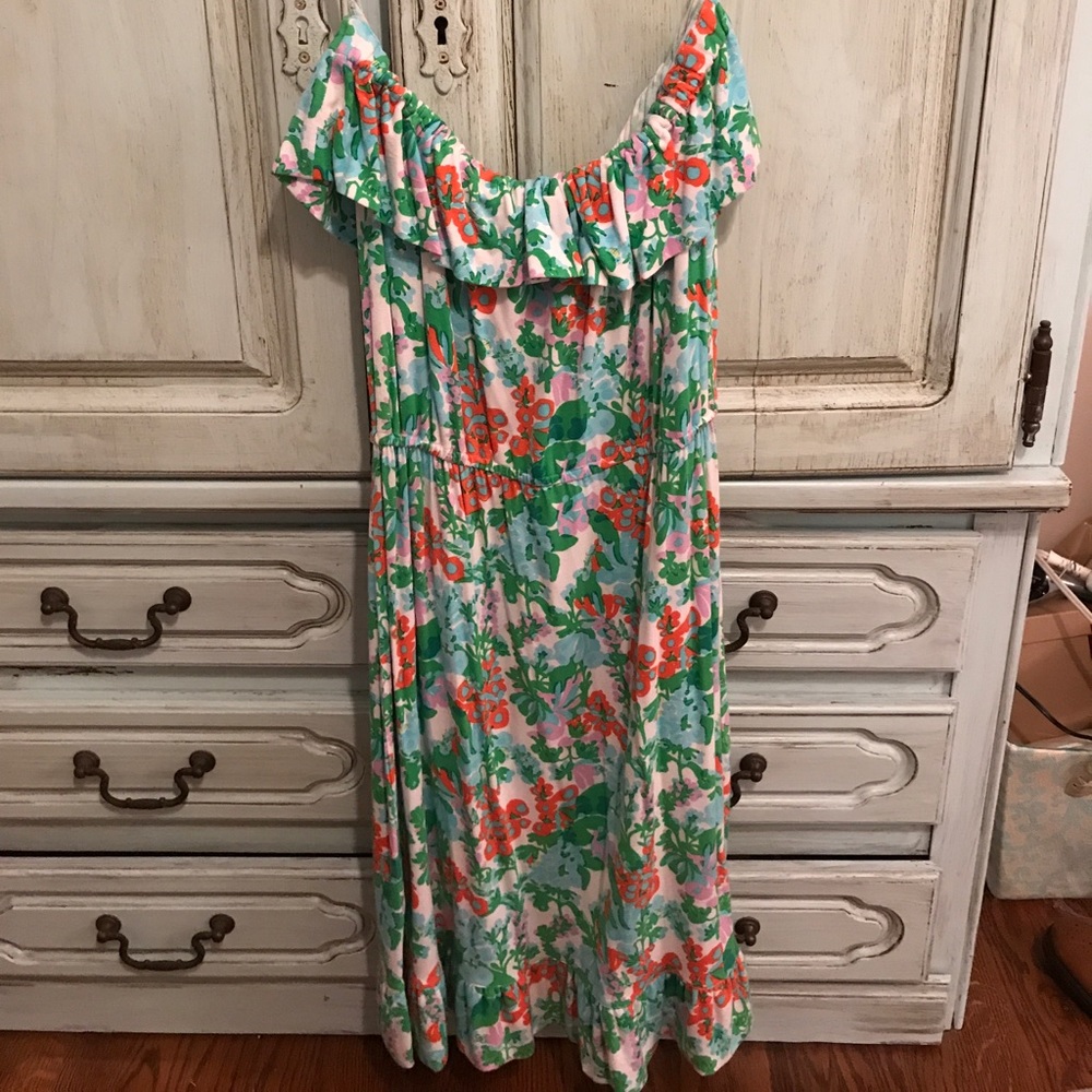 Lilly Pulitzer strapless floral dress Size M