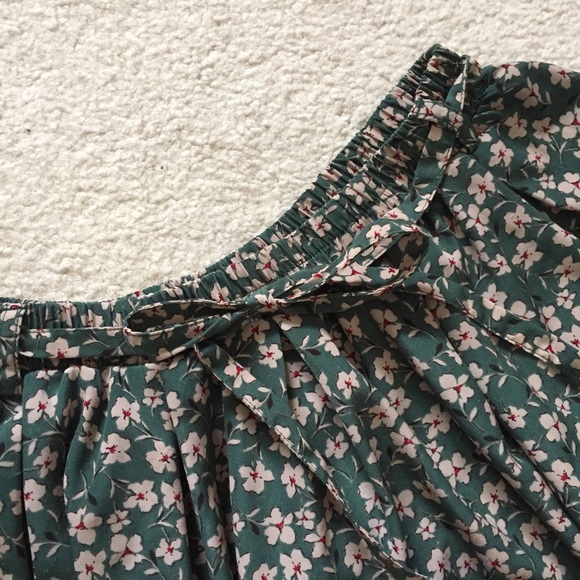 forever 21 emerald green floral skort with tie - Picture 2 of 5
