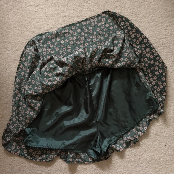 forever 21 emerald green floral skort with tie - Picture 4 of 5
