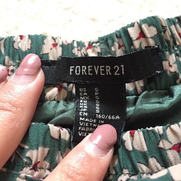 forever 21 emerald green floral skort with tie - Picture 5 of 5