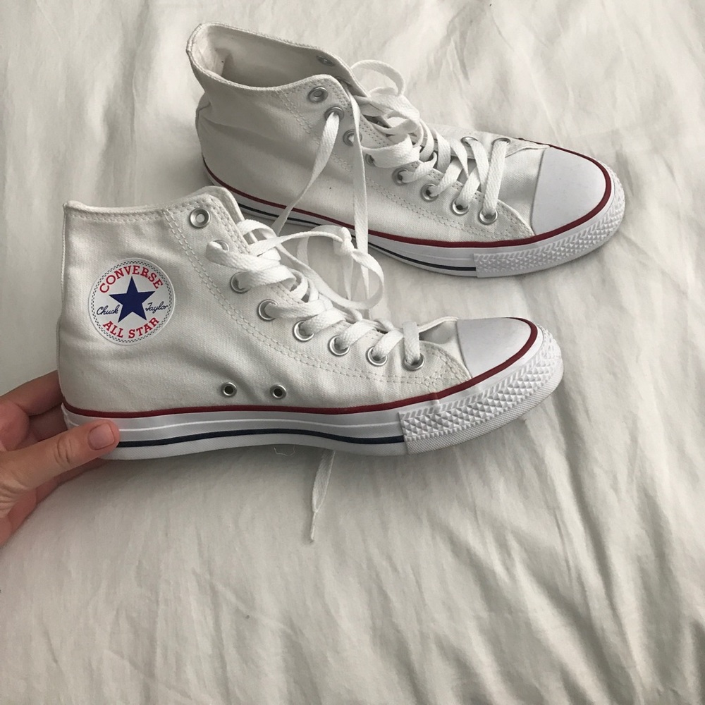 Brand new white high top converse