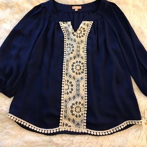 Blue and Cream Lace Shirt