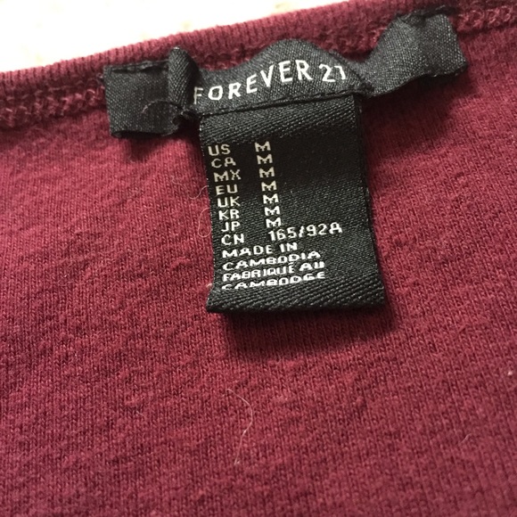 forever 21 maroon short sleeve crop top - Picture 2 of 2