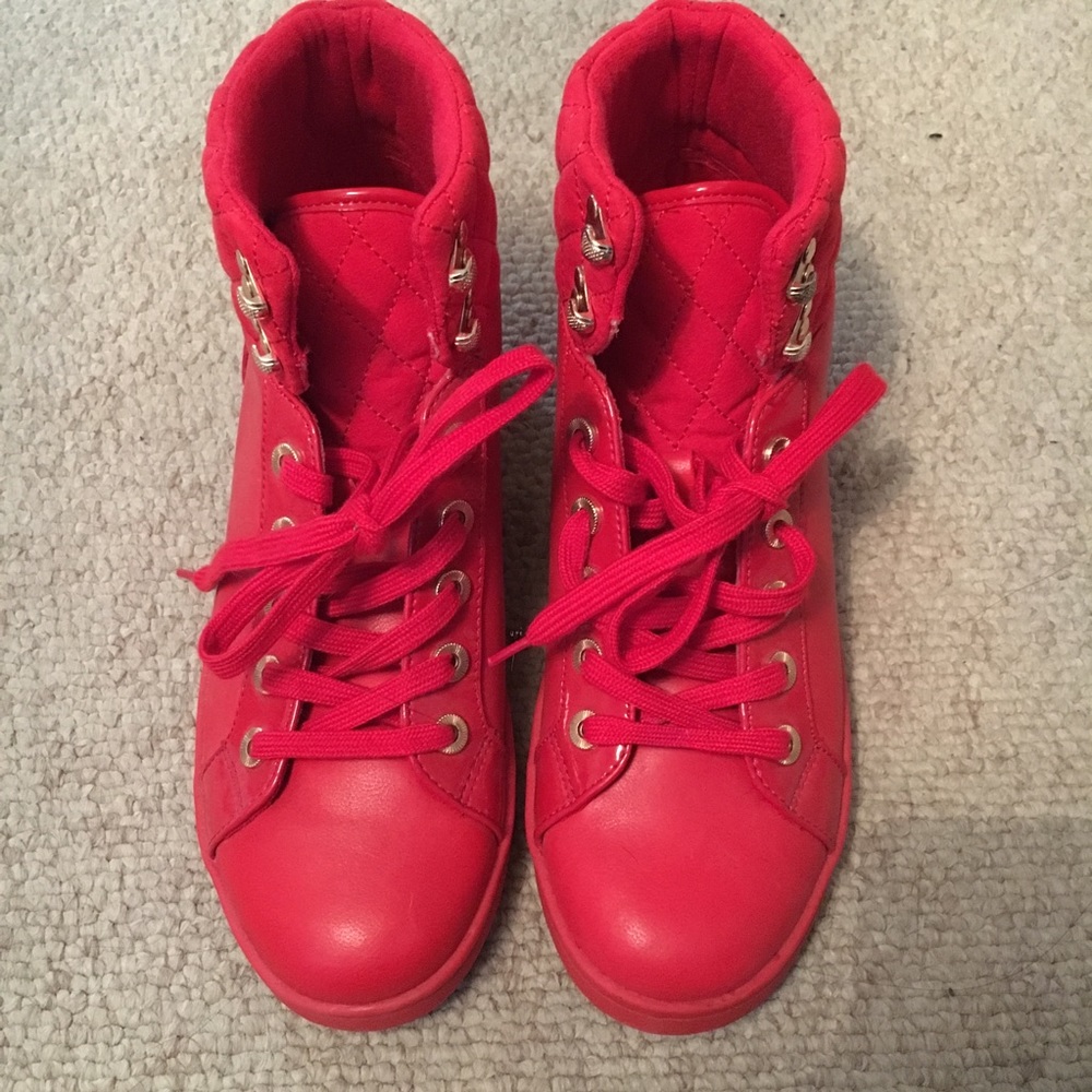 Red aldo sneakers worn once