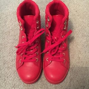 Red aldo sneakers worn once