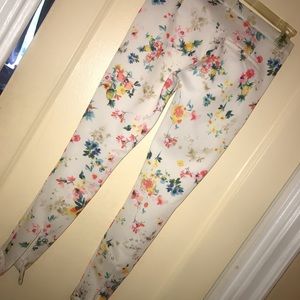 Zara floral pants with zips