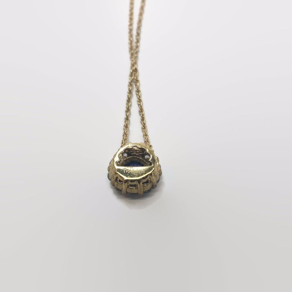 Sterling Silver Vermeil Rhinestone Necklace - Picture 4 of 5