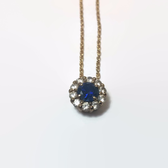Sterling Silver Vermeil Rhinestone Necklace - Picture 2 of 5