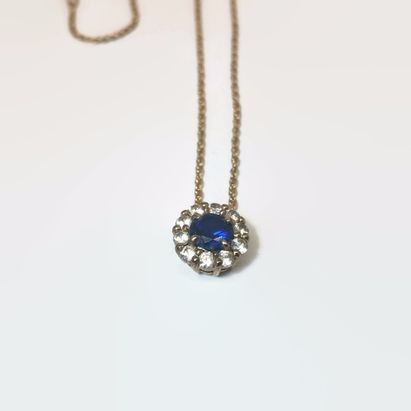 Sterling Silver Vermeil Rhinestone Necklace - Picture 3 of 5